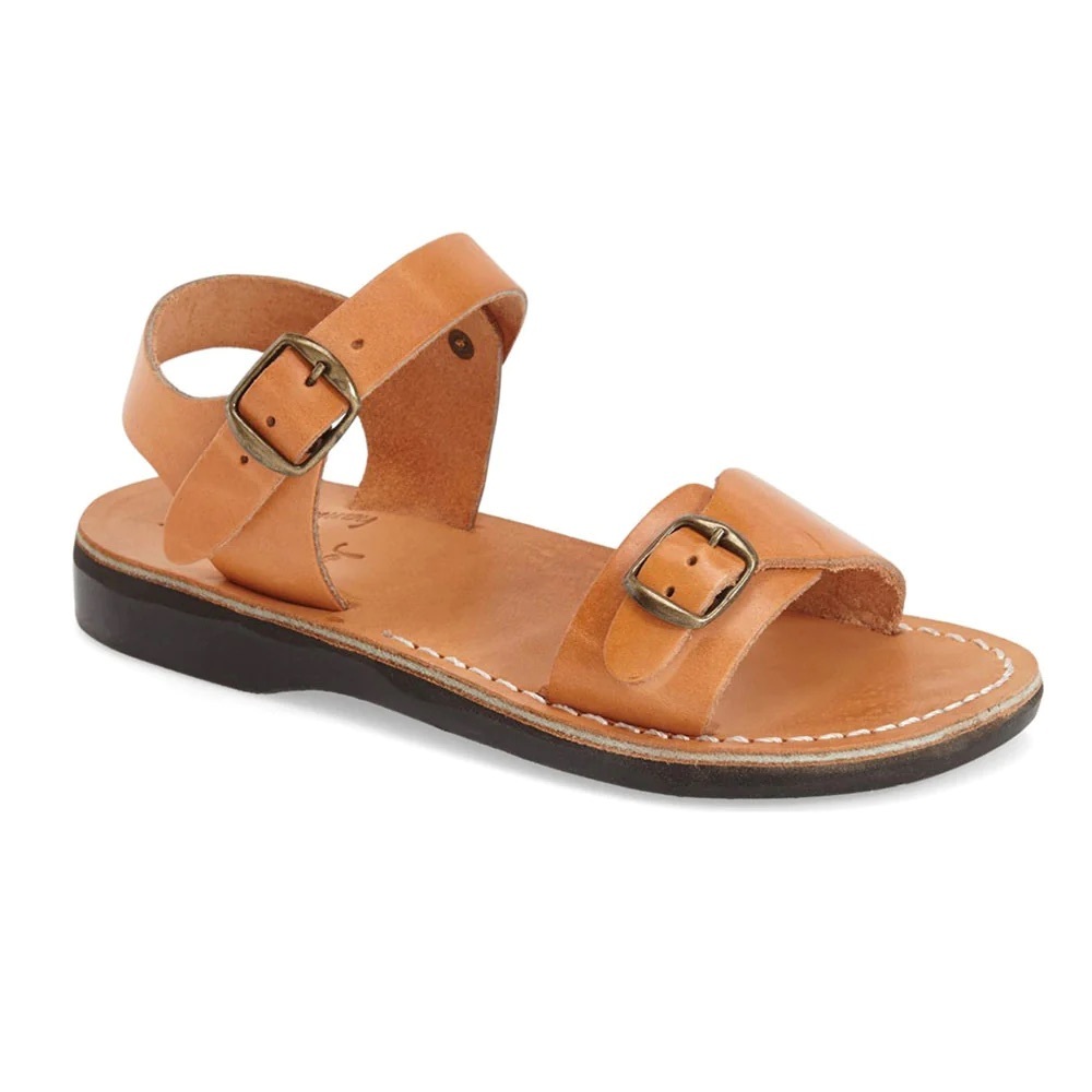 JERUSALEM SANDALS ORIGINAL BUCKLE TAN HAND CRAFTED LEATHER NWT SZ EUR 41 US 10